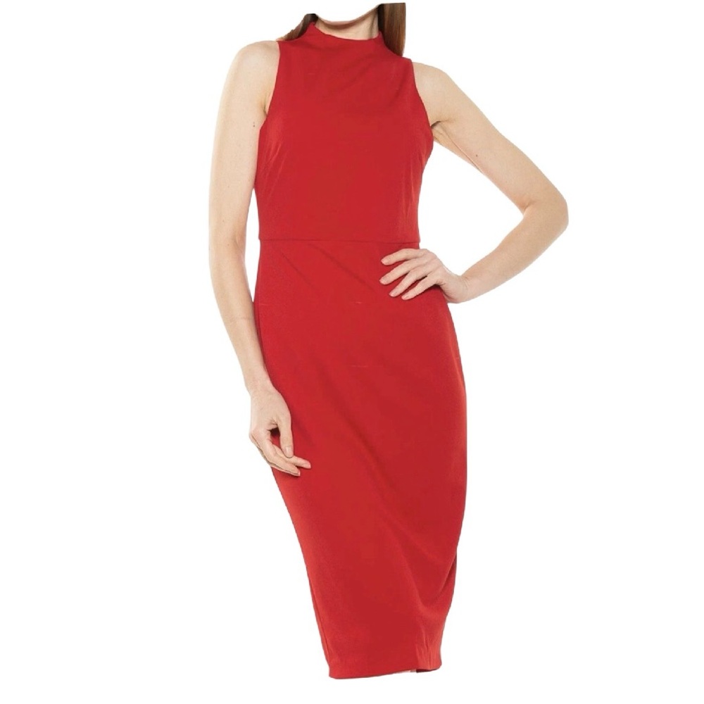 Alexia Ardor Red Mock Neck Elegant Red Sleeveless Dress Size Small